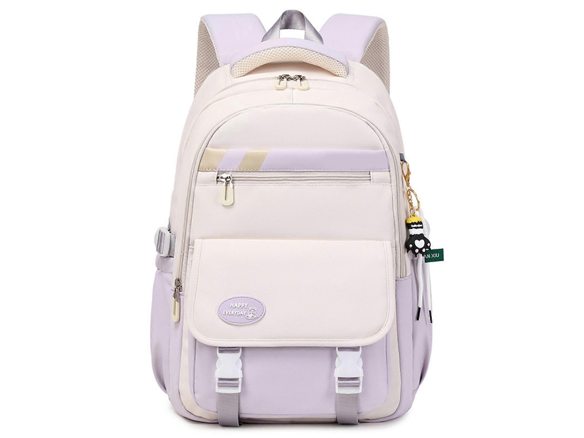 Mochila grande con bandolera, estuche y bolsillo para niñas, ideal para estudiantes. Ligera y perfecta para la vuelta al cole. Color morado.