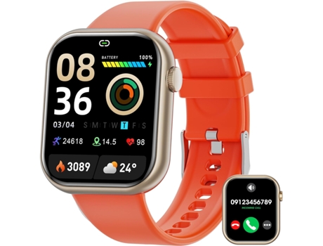 VEANXIN Reloj Inteligente Rastreadores De Ejercicios Con Pantalla De 1,83 Pulgadas - Naranja