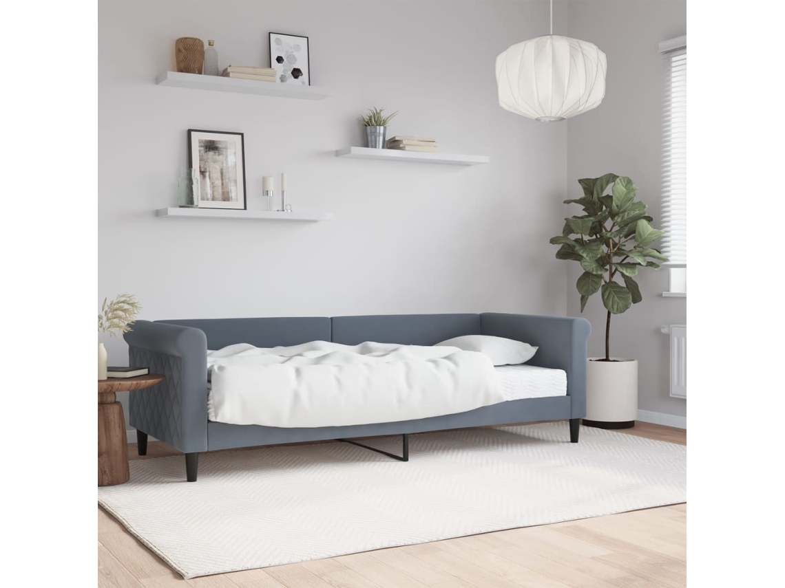 Sofá Cama Con Colchón Terciopelo Gris Oscuro 80x200 Cm