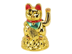 Gato de la suerte eléctrico Baok, escultura de plástico con manos móviles para decoración del hogar y regalo, 15 cm, dorado Mly46a