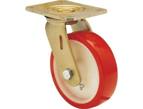 Rueda giratora placa 10sl125-pob nylon blanco-poliur.rojo eje bolas ALEX
