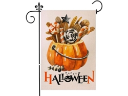 Pancarta De Jardín De Halloween De Lino, Divertida Calabaza De Dos Caras, Otoño