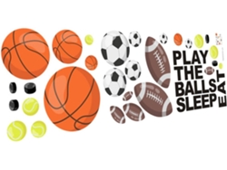 Juego 4 Pegatinas Pared Pvc Removibles Niños Diseño De Dibujos Animados Baloncesto/fútbol.