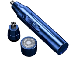 Recortador de vello de nariz y orejas eléctrico para nariz y orejas con carga USB, fácil limpieza - Azul - Yemaesre