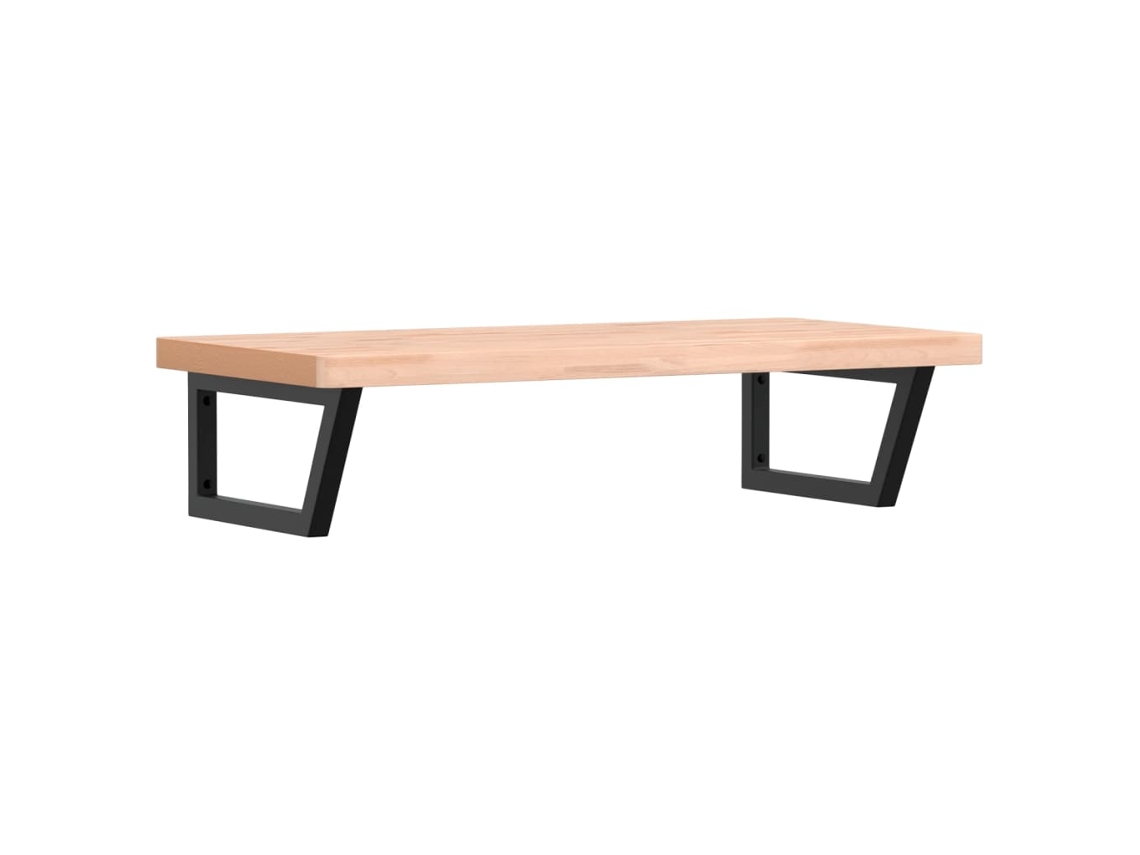 Estante de lavabo de pared de acero y VIDAXL madera maciza de haya
