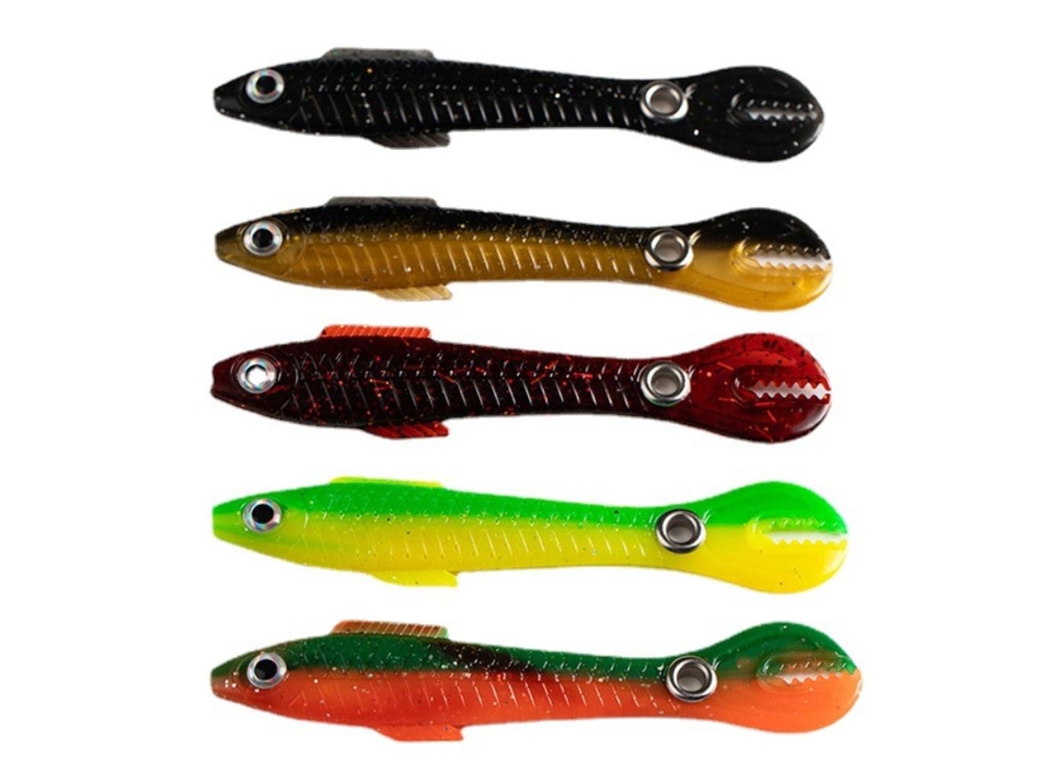 5 Señuelos Blandos De Pesca De 10 Cm Y 6 G, Modelo Biotic Loach Con Cola De Pala, Para Lubina Y Trucha.