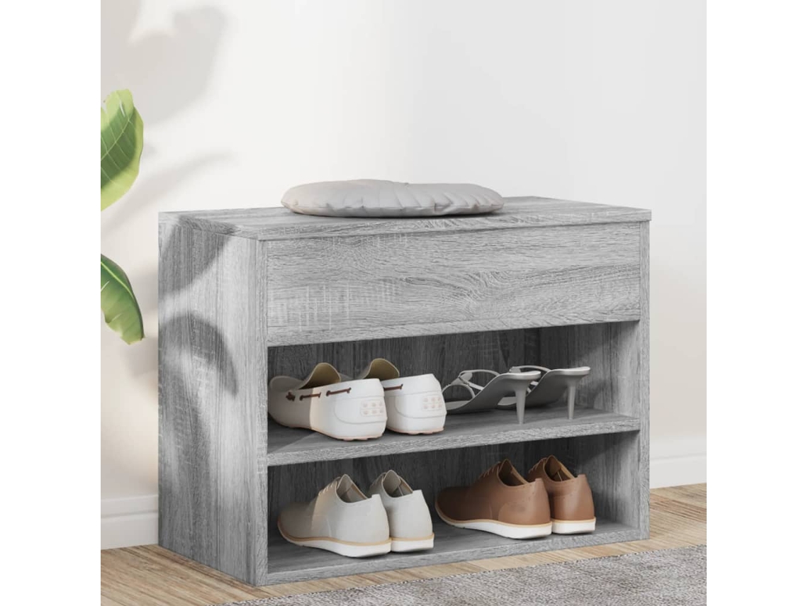 Mueble Zapatero | Banco Zapatero Madera Contrachapada Gris Sonoma 60x30x45 Cm