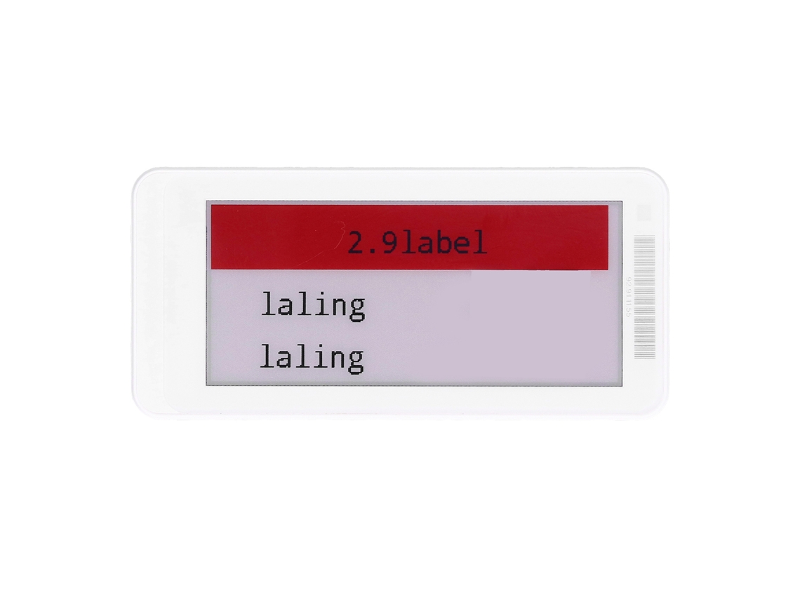 Etiqueta electrónica inteligente de precios ESL con pantalla TFT de 2,9'' B/N/R, Bluetooth de bajo consumo. Etiqueta para estante.