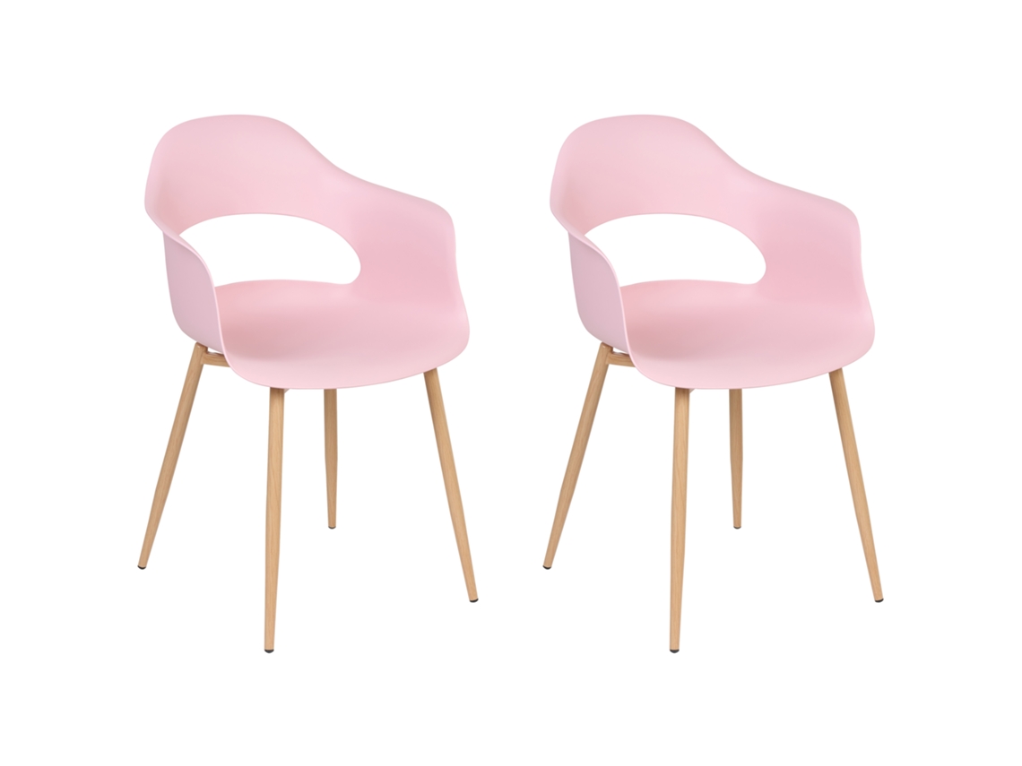 2 cadeiras de jantar em estilo escandinavo BELIANI Utica de Material sintético Rosa 54x47x81