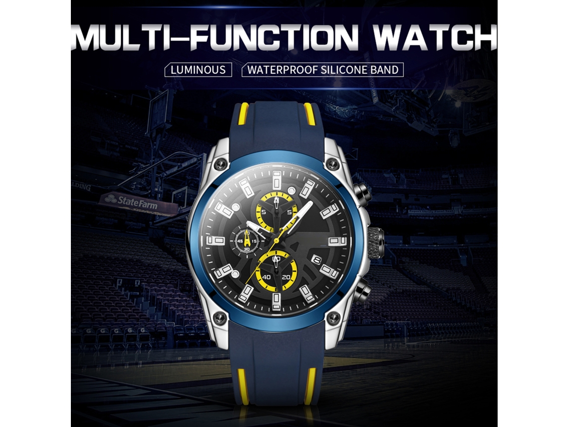 Reloj Cronógrafo Multifuncional De Cuarzo Para Hombre Megir 2144, Resistente Al Agua Hasta 3 Atm, Con Correa De Silicona.