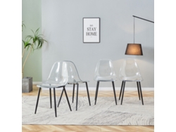 Juego De 4 Sillas De Comedor De Plástico Transparente Con Patas Negras.