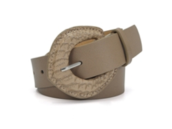 Cinturón De Piel Sintética Para Mujer Con Hebilla Ajustable Con Estampado De Serpiente, Color Caqui.