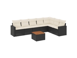 Maison Exclusive - Set De Sofás De Jardín 8 Piezas Y Cojines Ratán Sintético Negro