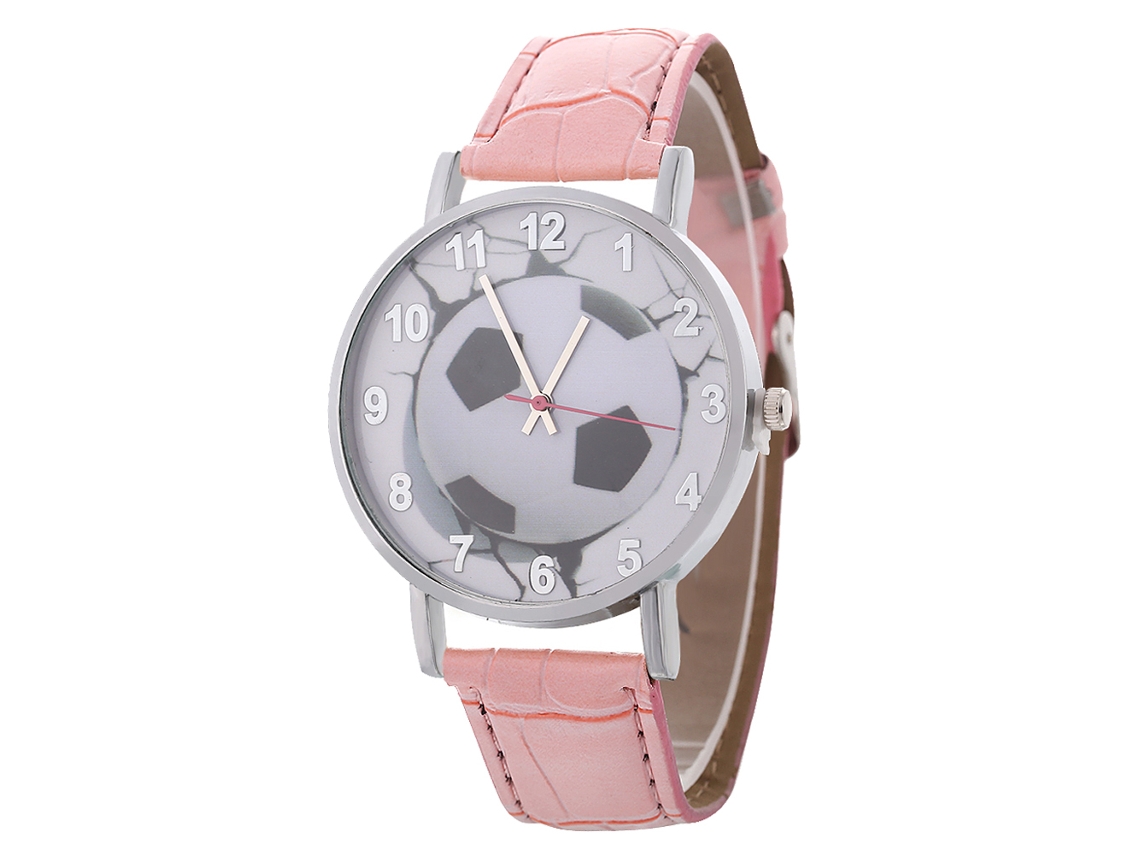Elegante Reloj De Pulsera Para Parejas Con Correa De Piel Sintética Y Esfera Redonda Rosa.