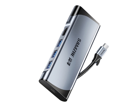 Adaptador SAMZHE Dk-S06 6In1 Tipo-C a HDMI 1000Mbps 3Usb3.0 para Huawei Mate40/P50 S20