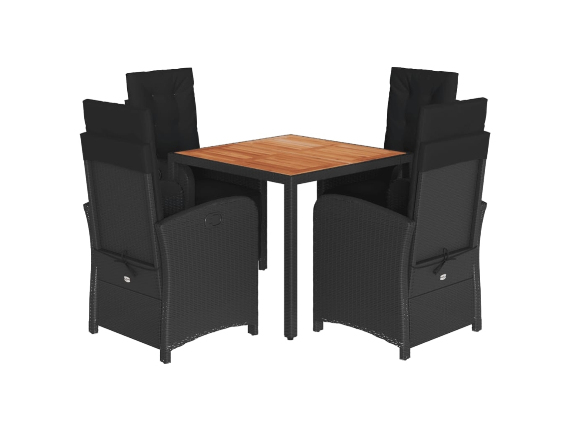 Maison Exclusive - Set De Muebles Jardín 5 Pzas Con Cojines Ratán Sintético Negro
