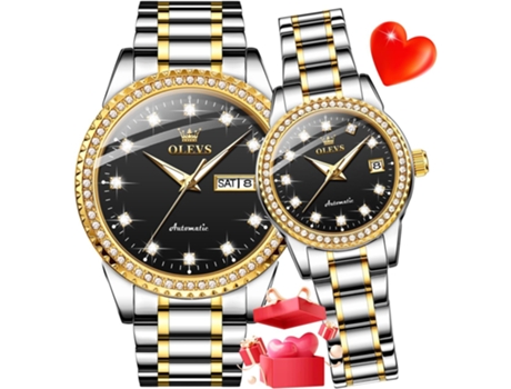 VEANXIN Reloj romántico automático impermeable para parejas(negro)
