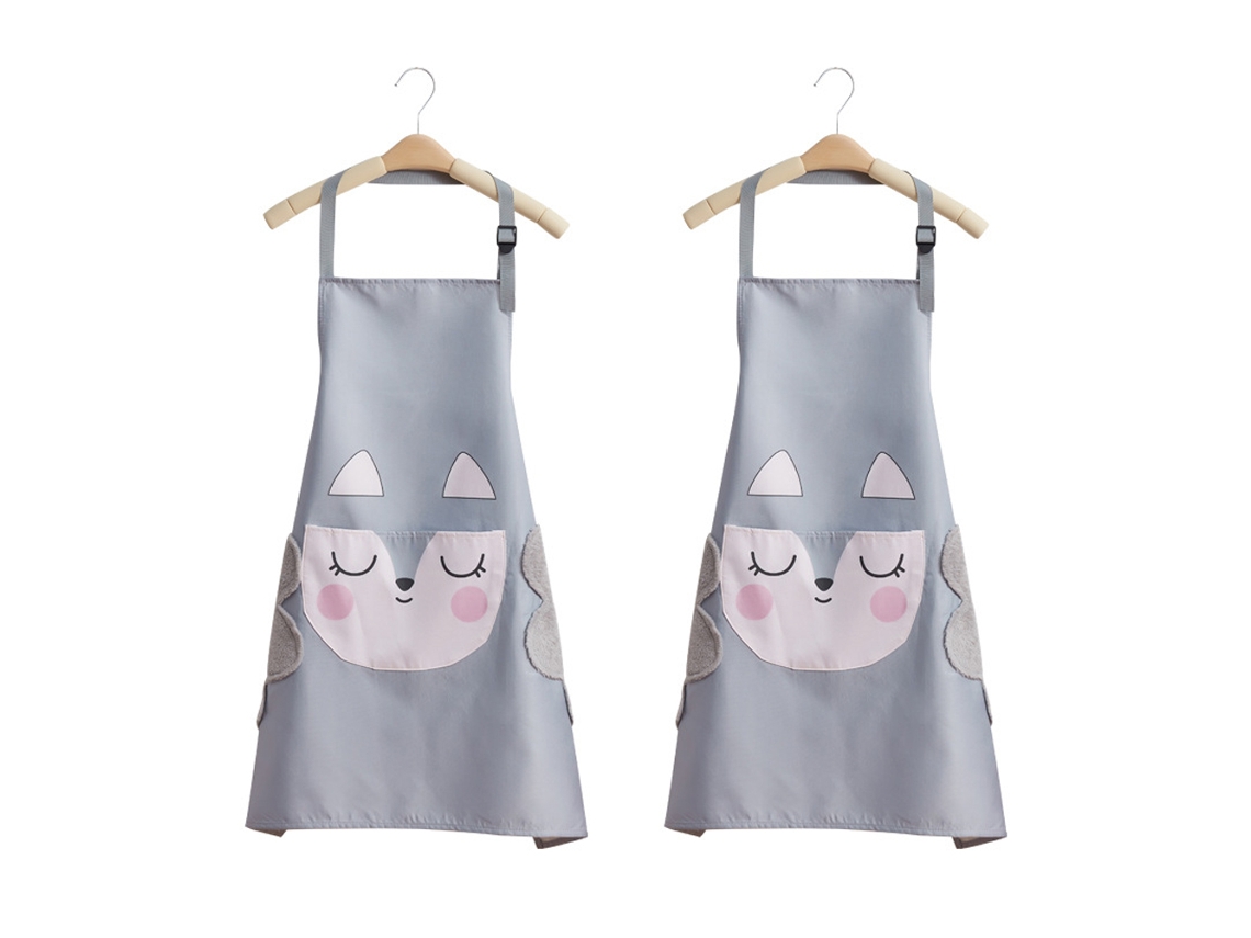 2 Uds Delantal De Cocina Bonito Con Personaje Dibujo Animado Delantal Grueso A Rayas Impermeable Y Antiaceite Para Uso Doméstico