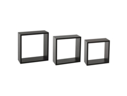 5five Fixy - Juego de 3 estantes de pared (mdf negro, 30 x 12 x 30 cm)