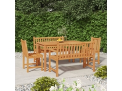 Juego de comedor de jardín de 5 piezas en madera maciza de teca DKD Home Decor