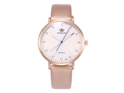 Elegante Reloj De Pulsera Analógico De Cuarzo Para Parejas Con Esfera Redonda Dorada.
