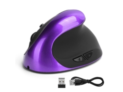 Ratón óptico vertical inalámbrico para juegos, color morado.