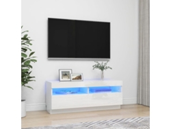 Mueble de Armario Tv con Luces Led 100X35X40 Cm Blanco Brillante