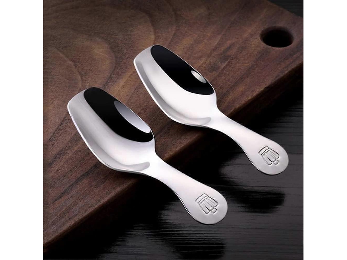 2 Cucharas De Postre De Acero Inoxidable 304 Con Mango Corto Para Niños Tamaño 11.5x4 Cm Plata