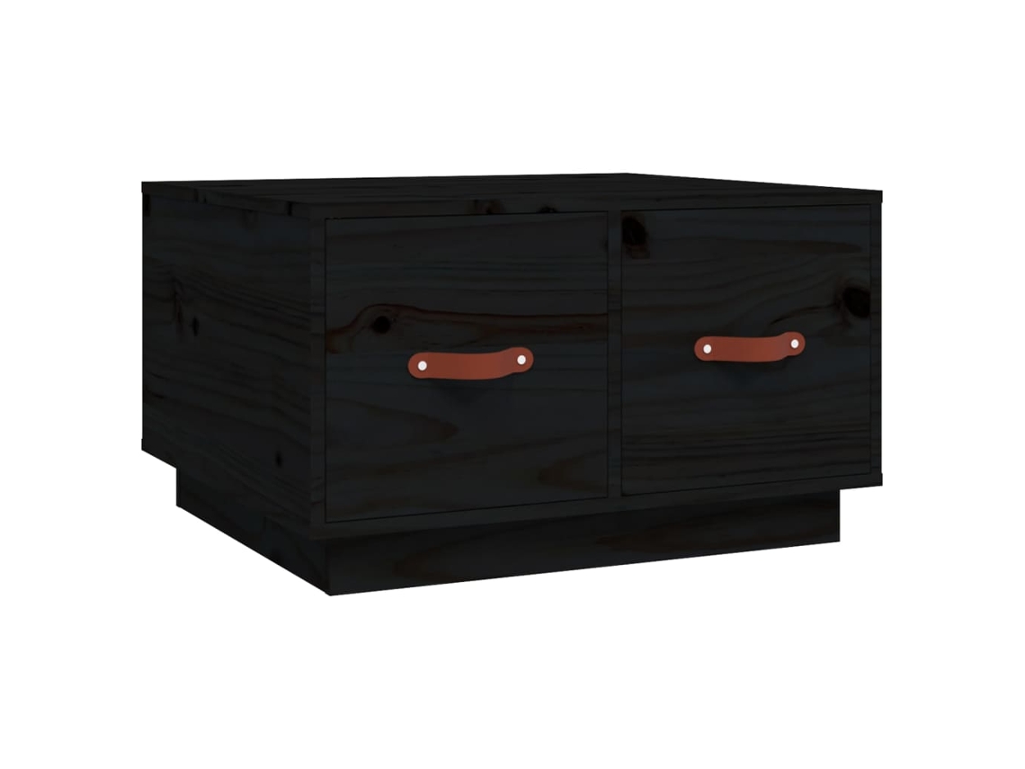 Mesa de centro con dos cajones, diseño moderno y contemporáneo, 60 x 53 x 35 cm, madera maciza de pino negro, Dec039716