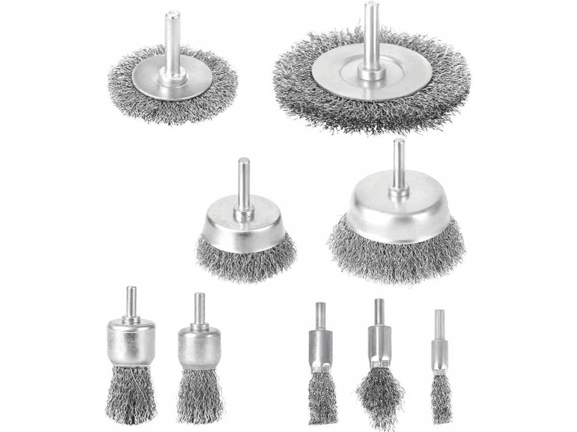 Juego Profesional De 9 Cepillos Alambre Para Taladro, Acero Al Carbono Duraderos Eliminar...