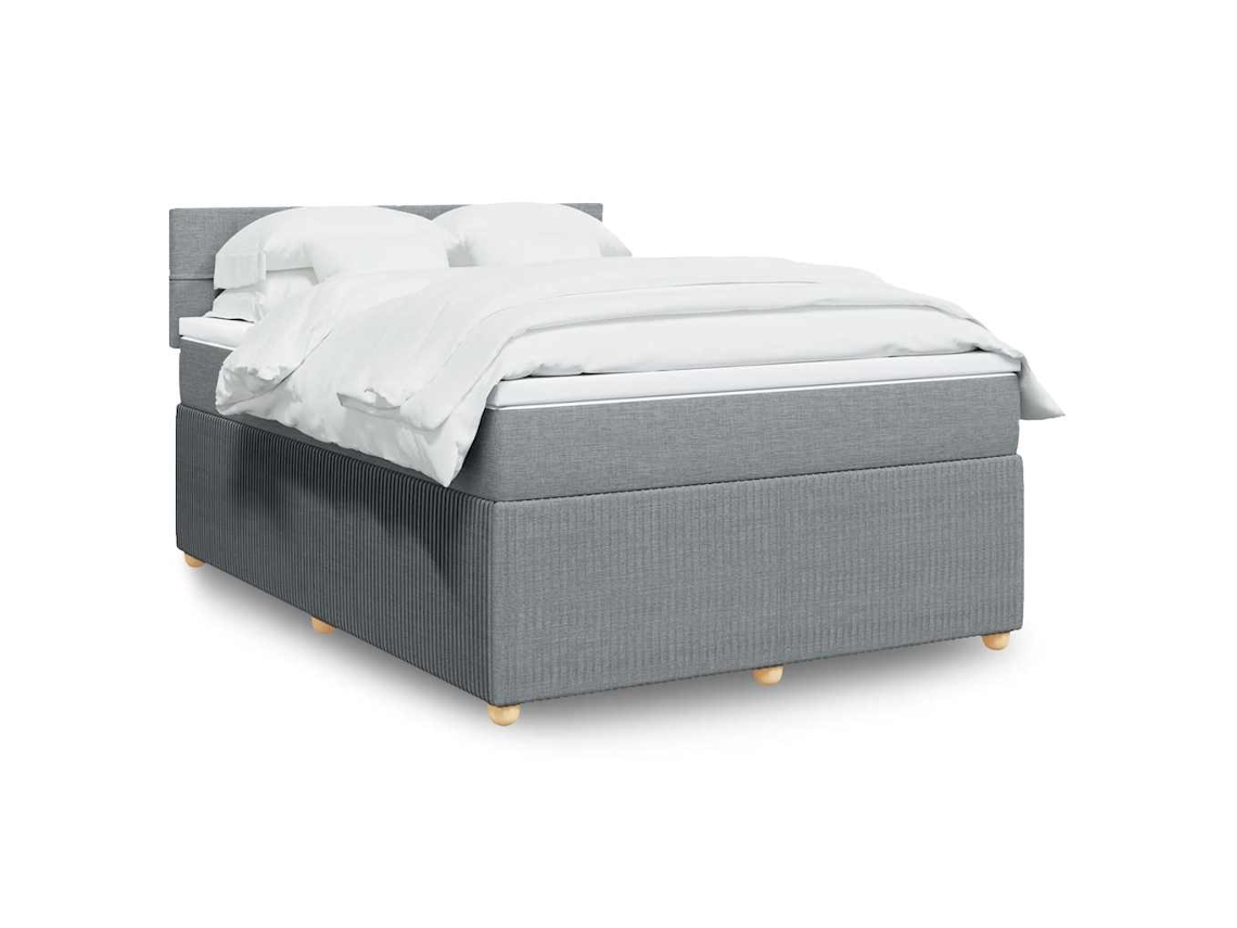 Cama box spring con colchón tela gris claro 140x200 cm
