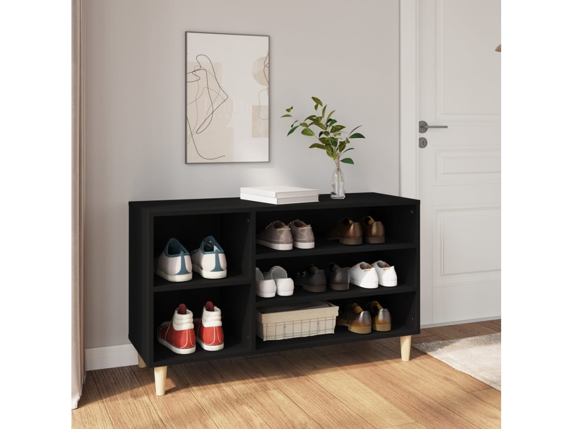 Mueble Zapatero | Armario Zapatero Madera Contrachapada Negro 102x36x60 Cm
