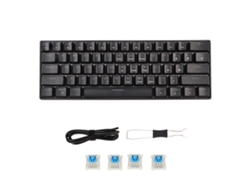 Teclado mecânico Baoj-2026 com 61 teclas, tamanho compacto de 60%, retroiluminação LED azul, para jogos, compatível com PC, laptop e Windows (preto).