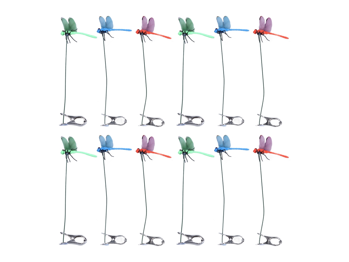 Clips de libélulas falsas 3D para decoración de jardín, 12 piezas