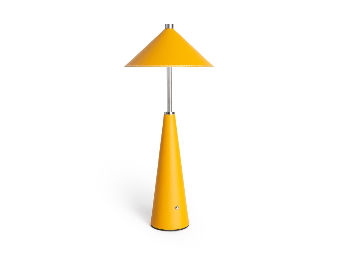 Lámpara De Mesa Led Portátil Cuero Y Metal Con Batería Usb Recargable Tyu Tule Amarelo