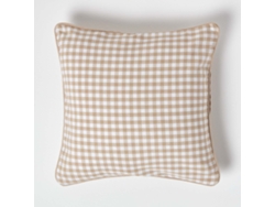 Homescapes Cotton Gingham Check Beige Cushion Cover 45x45 Cm