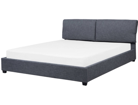 BELIANI Cama de matrimonio Belfort gris poliéster 191x212x100