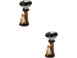 Juego de 2 estatuas de conejos de resina con energía solar, decoración para exteriores, luces decorativas para jardín. SFUSHOS