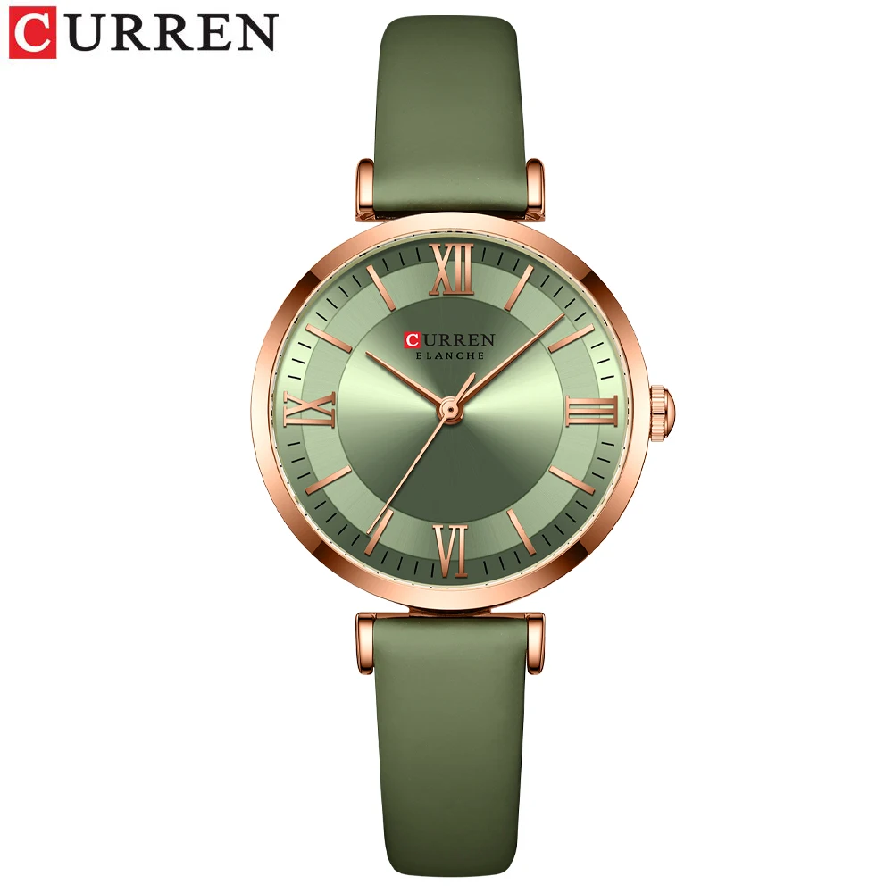 Reloj De Piel Auténtica Para Mujer (verde Claro), Diseño Creativo, Resistente Al Agua.