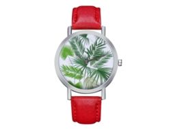 Reloj De Piel Para Mujer Con 3 Manecillas Sencillas Y Modernas (rojo)