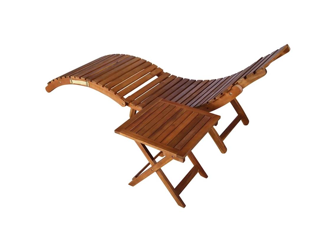 Maison Exclusive - Tumbona De Jardín Con Mesa Y Cojín Madera Maciza De Acacia