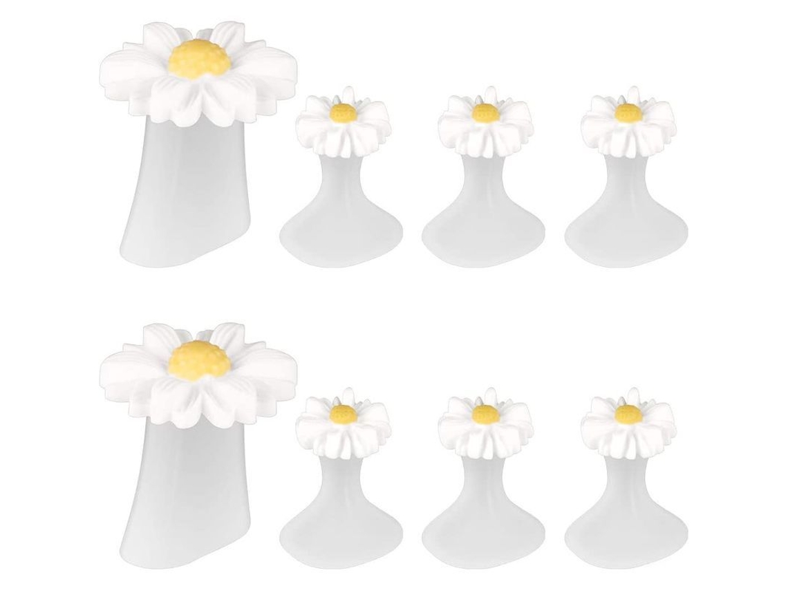 Separadores De Dedos De Gel De Silicona Con Diseño De Margarita, Herramientas Para Pedicura Y Decoración De Uñas, 8 Piezas, Blanco