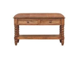 Banco De Madera Maciza Con Patas De Cuero