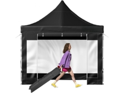 Carpa Plegable 3x3m con Laterales de PVC, Pabellón Impermeable y Gazebo con Cubierta de Poliéster Tekmaquinas