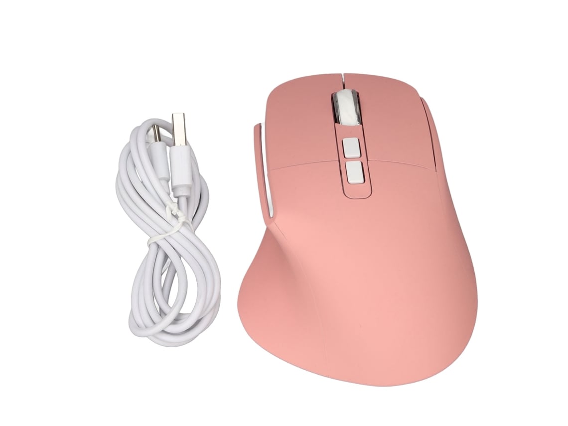 Rato Vertical Ergonômico Sem Fio Recarregável 2.4g Com Botões Multifuncionais Adaptador Usb Para Computador Rosa
