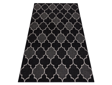 Alfombra de Cuerda Sisal Floorlux 20607 Espaldera Marroquí Negro/Plateado (80 x 150 cm)