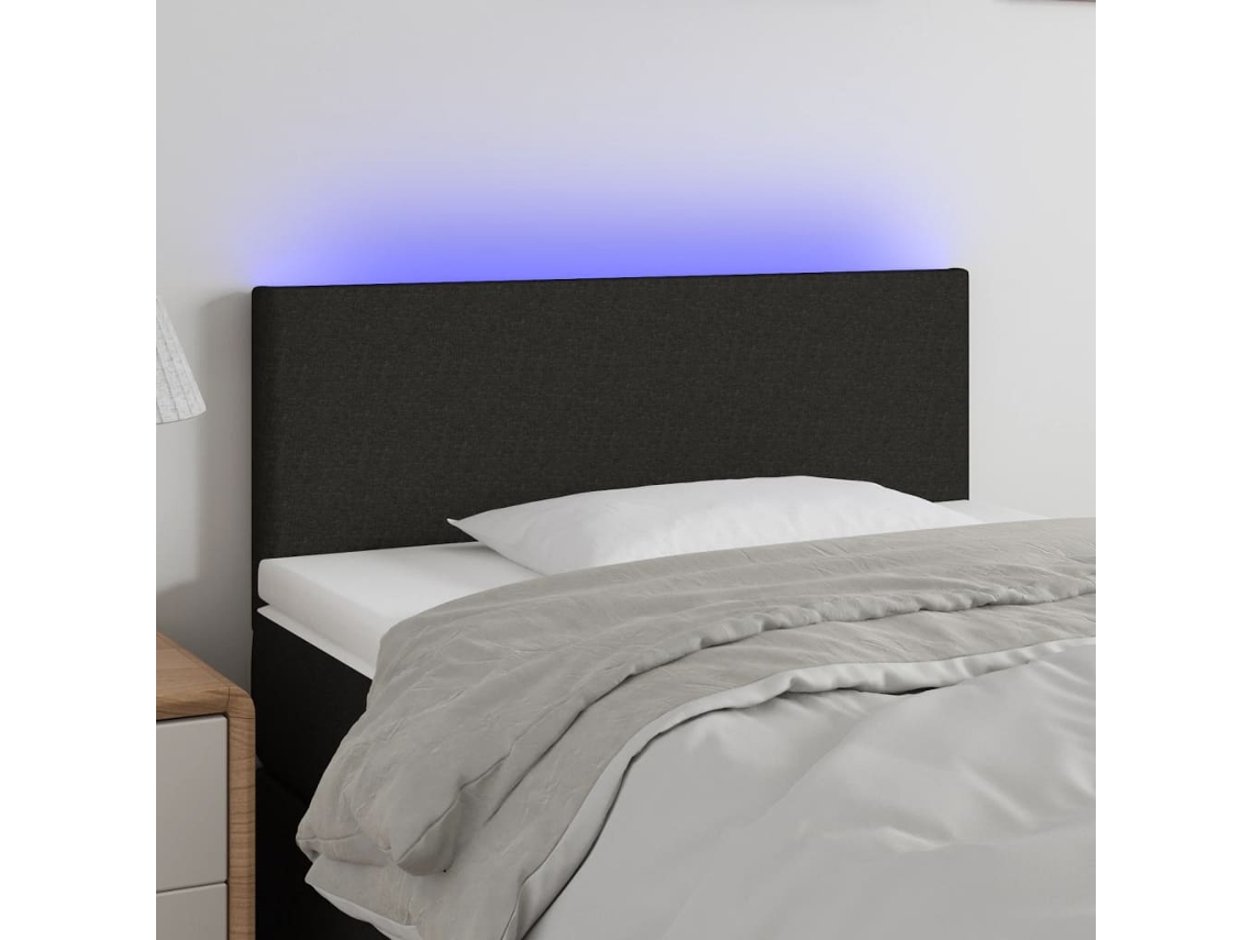 Cabecero Con Led De Tela Negro 90x5x78/88 Cm