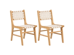 Sillas con asiento y respaldo de Beliani Humble Piel Sintética de Madera Marrón 46x56x84