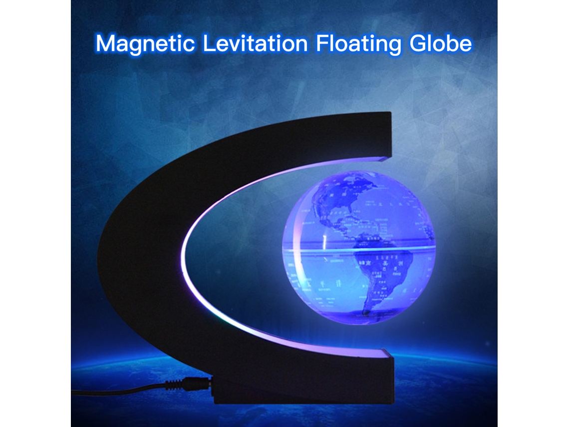 Globo Magnético Flotante De 7,6 Cm Con Luz Led Y Base En Forma De C - Decoración De Mesa - Regalo Creativo