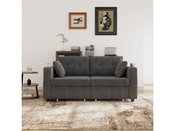 Sofá de dos plazas de terciopelo, 2 cajones, puertos USB, portavasos, bolsillos laterales, compartimentos ocultos, estilo apartamento, gris.